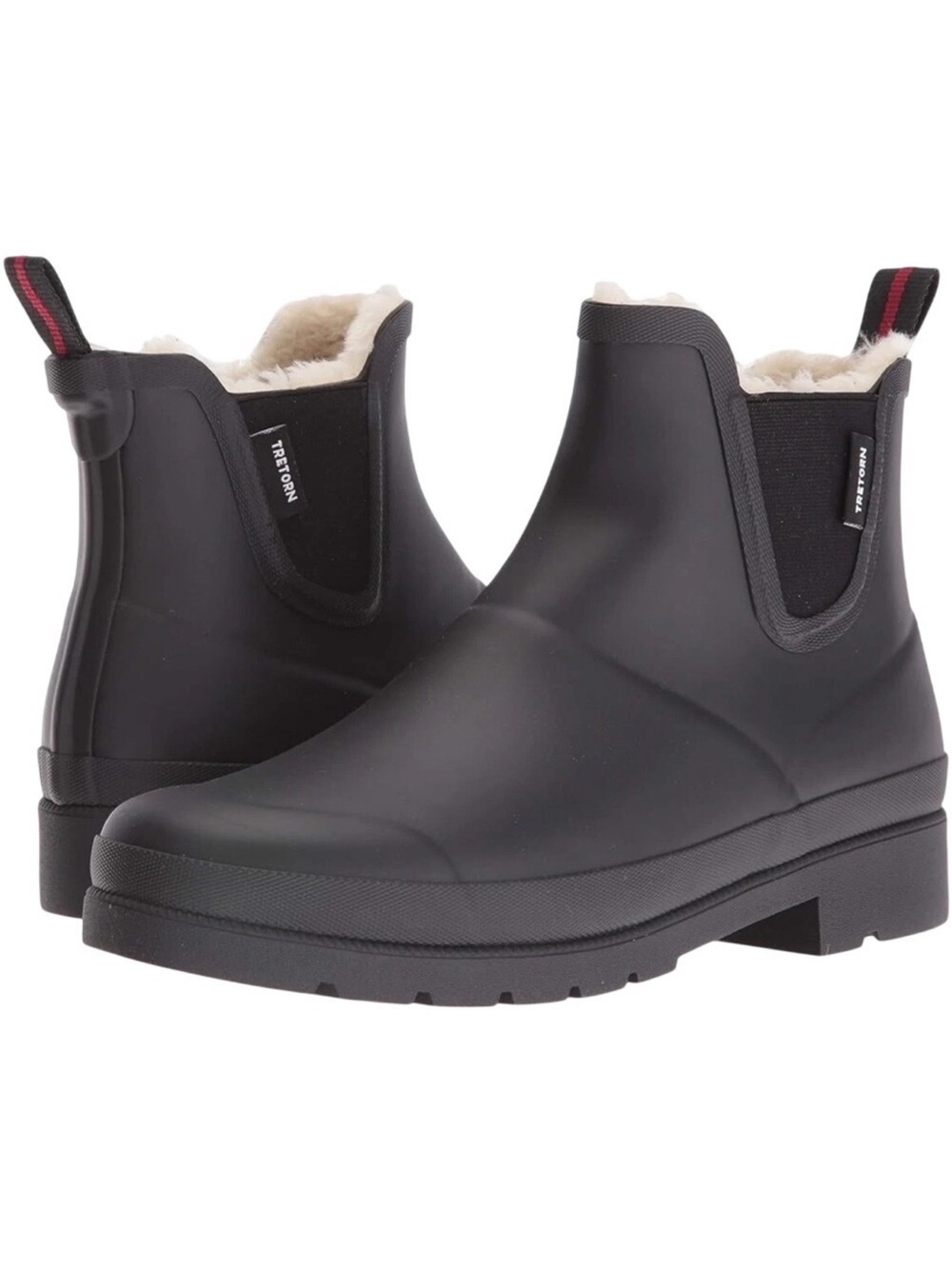 Tretorn Lina Chelsea Rain Boots Waterproof Faux Fur Lined Black Women’s 10